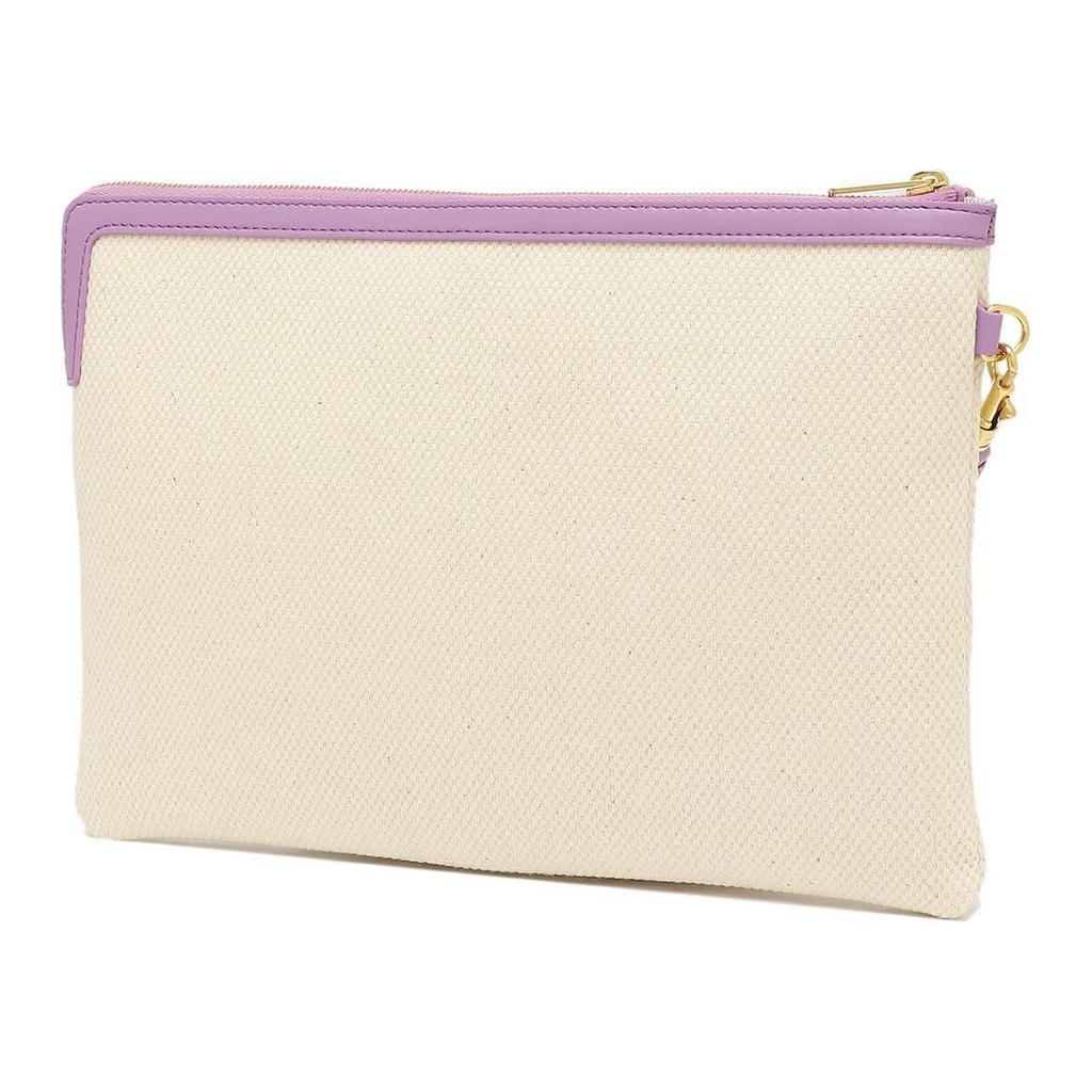 Celine Zipper Closure Canvas Clutch Women Clutch White Purple-Red 10E632ECW-32MV