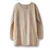 Johnature Women Vintage Beige T-Shirts O-Neck Long Sleeve Spring Loose Casual Jacquard T-Shirts