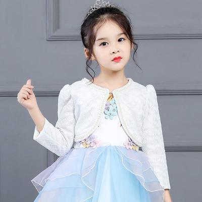 Gilet châle en dentelle et perles pour enfants 2020, Veste de princesse à manches longues pour filles