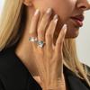 Niche Design Pearl Hollow Heart Rings Set Ins Metal Sliver Color Tapping Pleated Irregular Heart Ring Fashion Jewelry
