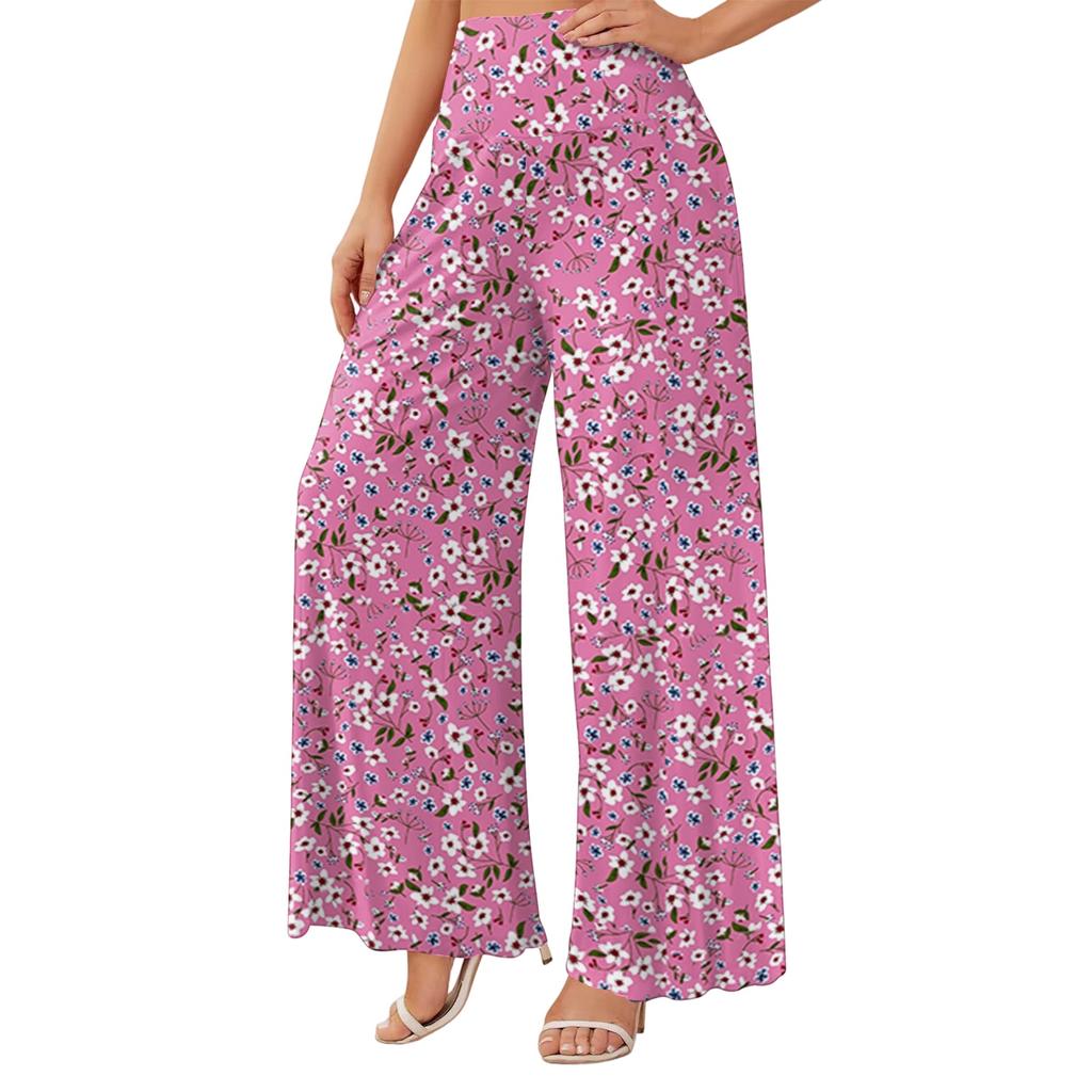 Women's High Waist Wide Leg Flowy Pants with Pockets for Casual Everyday Wear