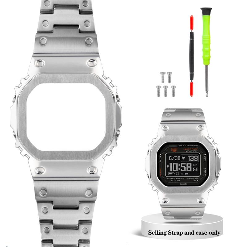Modified Watch Strap Bezel for G-SHOCK Casio DW-H5600 DWH5600 Bluetooth Heart Rate Solid Stainless Steel Case Watch Band Chain
