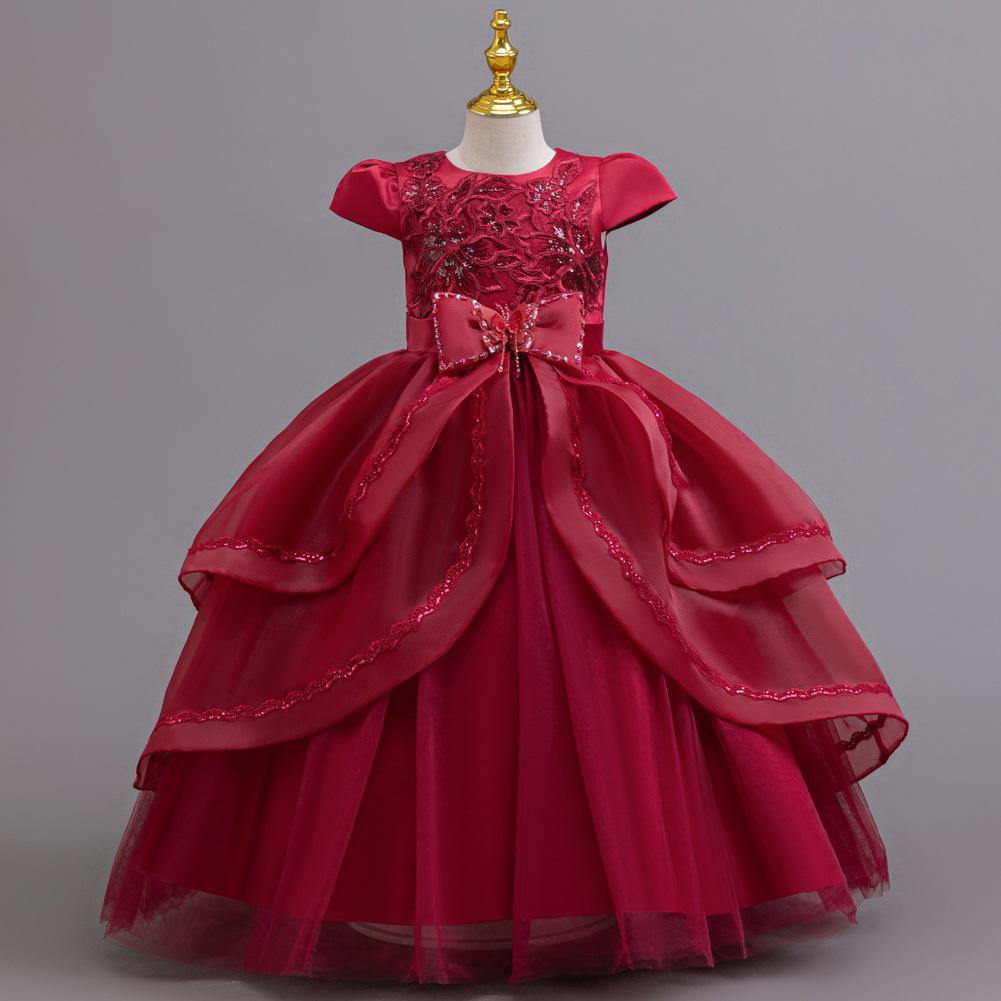 Girls Princess Dresses Irregular Long Mesh Dress Dresses Middle Large Children Piano Performance Clothes Christmas Costumes  Girl's Favourite Dress