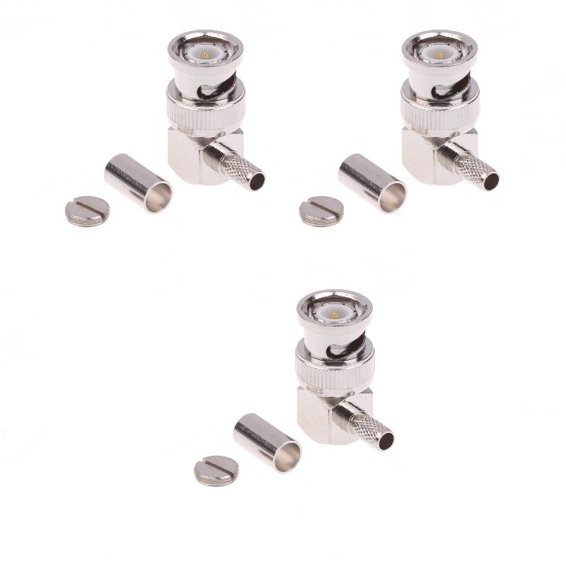 90 Degree BNC Male Right Angle RF Connector Crimp 50ohm RF Connector Adapter For RG58 RG142 RG400 RG223 LMR195 Coaxial Cable