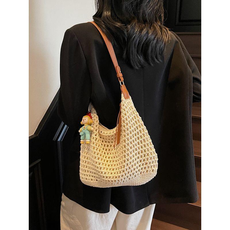 Handmade Cotton Braided Bag Female Summer 2025 New Arrival Casual Commuter Shoulder Bag Seaside Holiday Crossbody Beach Bag