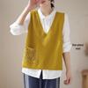 "Spring 2024 Women's Knitted Sleeveless Lace-Trim Vest – Solid Color Casual Top"