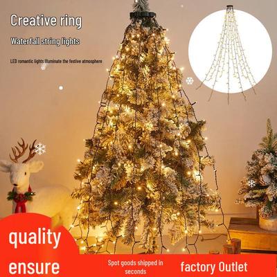 LED Waterfall Ring Tree Topper: Flowing Christmas Lights with Low Voltage
