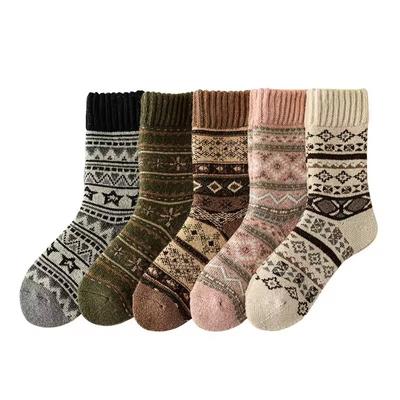 Thick Winter Autumn Women's Wool Fashion Socks Warm Thermal Fleece Lined Mid Calf Socks Cold Resistant Maternity Daily Wear Gift
