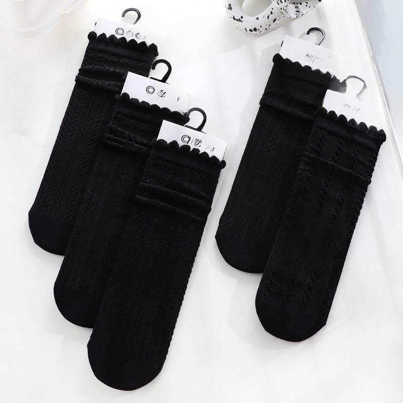 

Женские весенне-летние повседневные милые трендовые носки-гольфы 1 pair чёрный