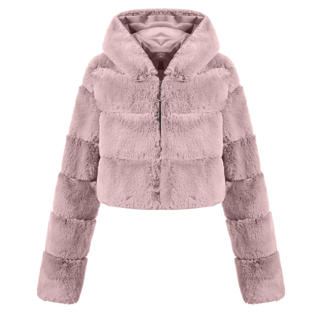 European And American New Imitation Fur Coat Jacket Fashionable European And American Style Short Khaki
