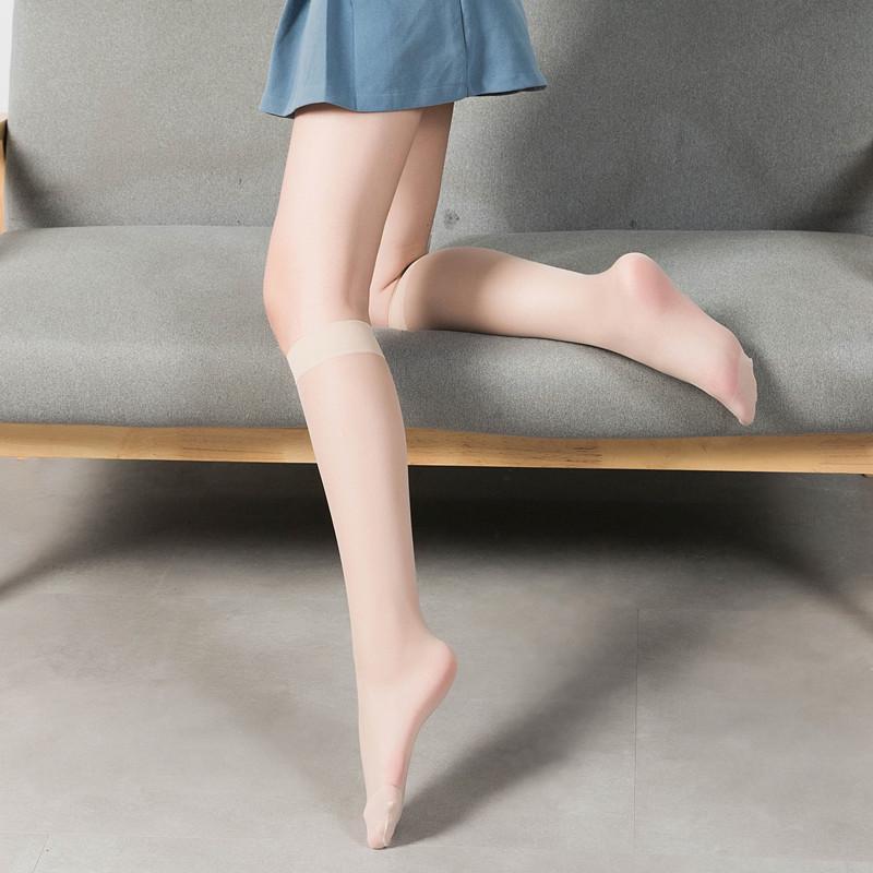 Meias Finas Pretas Femininas de Cano Médio - Anti-Puxões, Antiderrapantes, Estilo Moderno Acima do Joelho para Primavera e Outono.