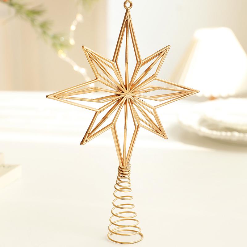 1Pc Christmas Tree Topper Modern Hollow Design Home Decor Christmas Tree Decorations Shimmering Christmas Topper Star Ornament