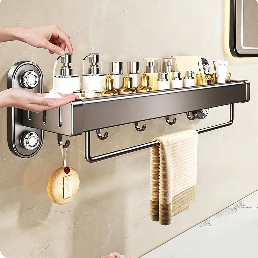 Bathroom Suction Cup Storage Rack Wall Mount Shower Shelf Bathroom Toiletry Storage Holder Shower Holder Rack For Toilet
