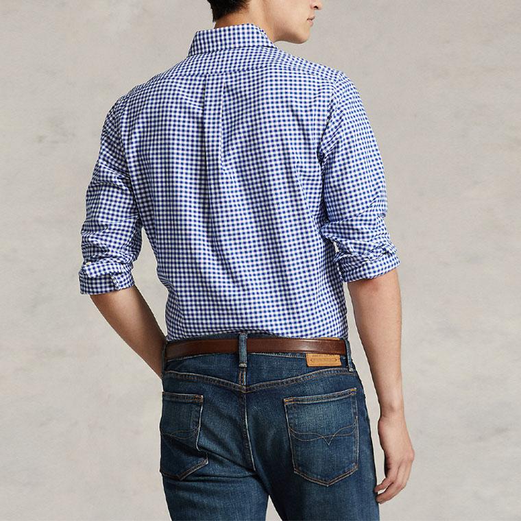 Polo Ralph Lauren FW22 Plaid Logo Embroidered Polo Long Sleeve Shirt Men Shirts Blue MNPOWOV16820202-400