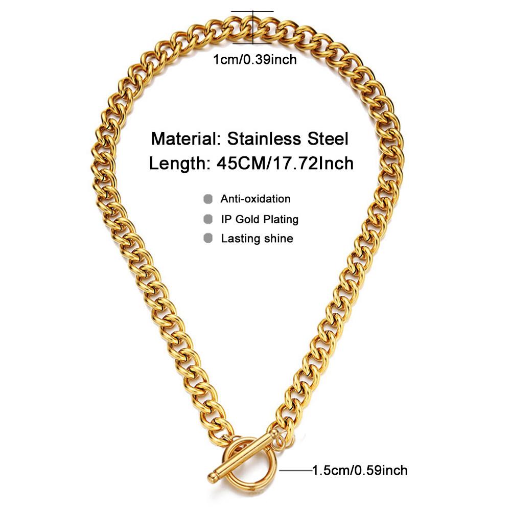 Stainless Steel OT Toggle Clasp Thick Link Chain Necklace For Men Women Hip Hop Chunky Choker Necklace Male Jewelry Gift