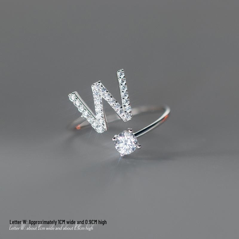 Women's Alphabet Rings: Unique Japanese and Korean Style, Plain Band, Open Design for Index Finger.