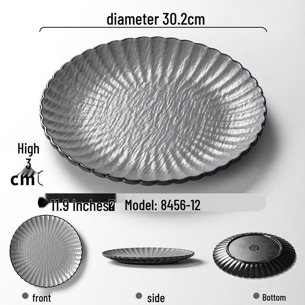 Xiangyuanmei Frosted Rock Texture Melamine Lace Plates for Western Cuisine, Steak, and Pasta