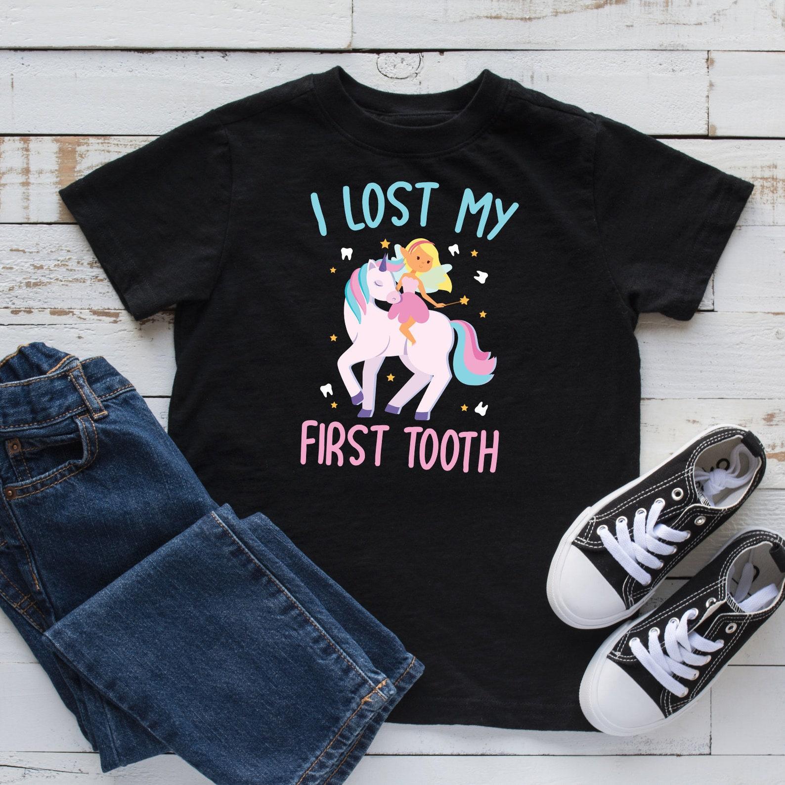 Lost My First Tooth Unicorn Kids T-Shirt, Toddler Tee, Kids T-shirt, Tooth Fairy, Milestone Shirt 4XL