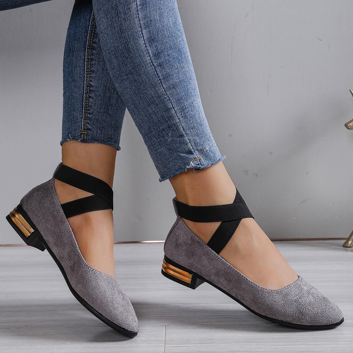 

Модная женская обувь на плоской подошве, балетки, нескользящая, с эластичным ремешком на щиколотке, женские уличные удобные кроссовки, женские трендовые лоферы для ходьбы 43 серый