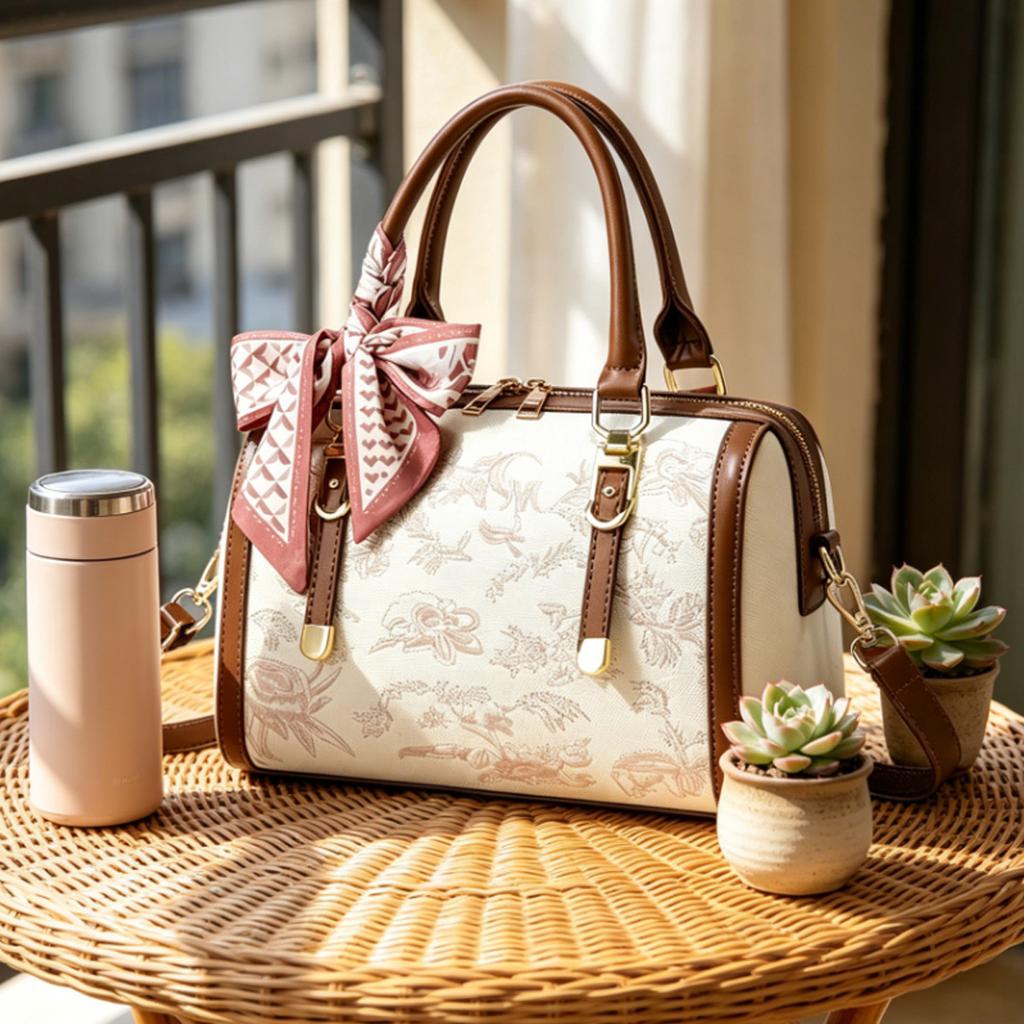 Exquisite Oriental Embroidery Daily Handbag For Middle Aged Ladies, Multi-purpose Top Handle Shoulder Crossbody Gift Bag