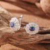 Retro Hollow Pattern Natural Sapphire Stud Earrings Women'S S925 Sterling Silver Colored Jewelry