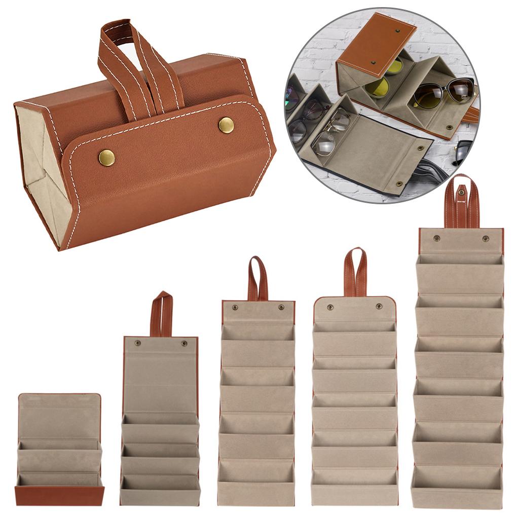 Eyeglasses Organizer Leather Holder Portable Travel Glasses Storage Box Case