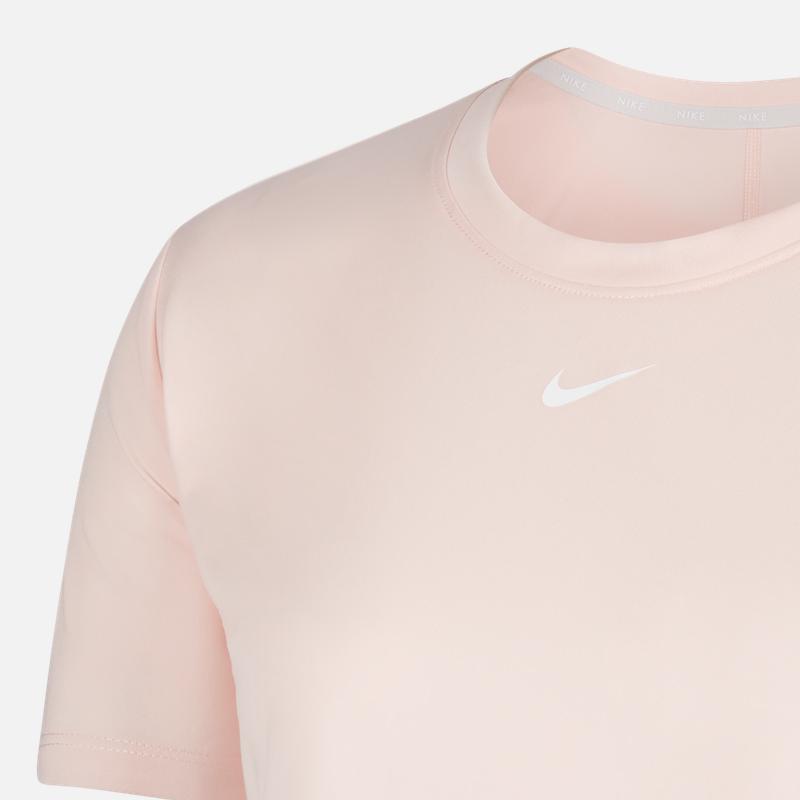 Nike Dri-FIT One Printed Logo Solid Quick-Dry Eco-Friendly Split Hem Breathable Round Neck Short Sleeve T-Shirt Women Tops Pink DD4955-610