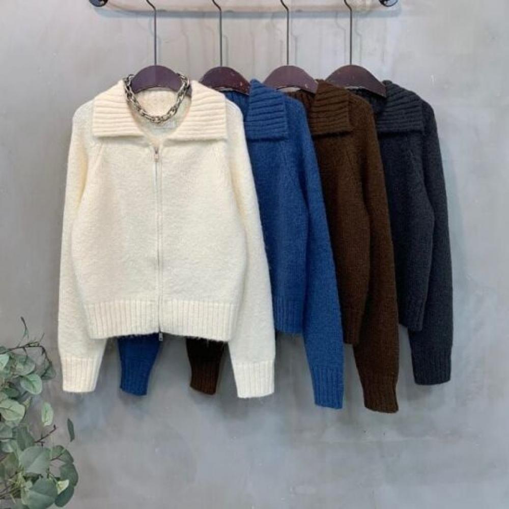 C S In The Room Motty Wool Two Way Zip Raglan Long Sleeve Knit Zip Up 4 ColorS