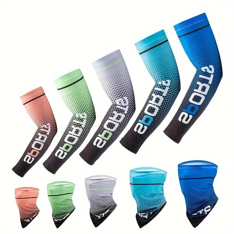 1 Set Summer Protection Includes 1 Pair Arm Sleeve and 1 Sunshade Mask for Outdoor Cycling Breathable Ice Silk Cooling Set