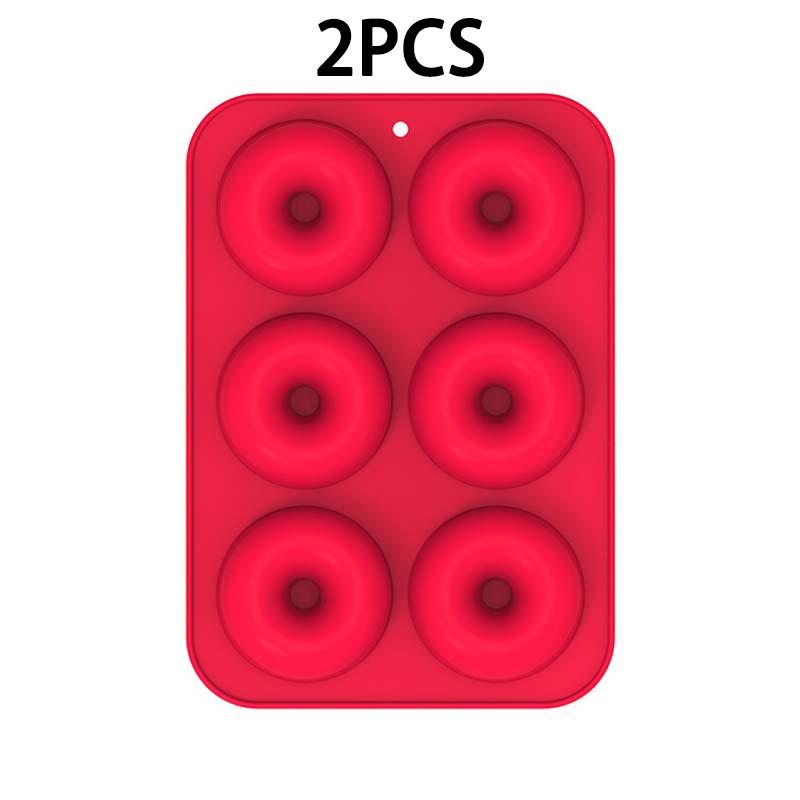 WTEMPO 2PCS 6 Cavities Ood Grade Silicone Doughnut Molds Creative Baking Mousse Cake Molds Home Restaurant DIY Oven Baking Mold