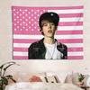 Arazzo Bandiera USA Rosa di J-Justin B-Bieber, Appeso a Parete Pop Star Y2K per Stanza dei Fan Camera da Letto Decorazione Dormitorio