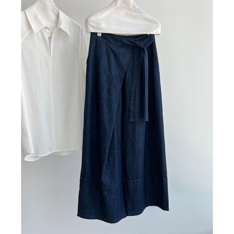 Johnature Vintage Strappy High-waisted Jeans Women Fall Commuter Casual Long Wide-leg Fashion Pants