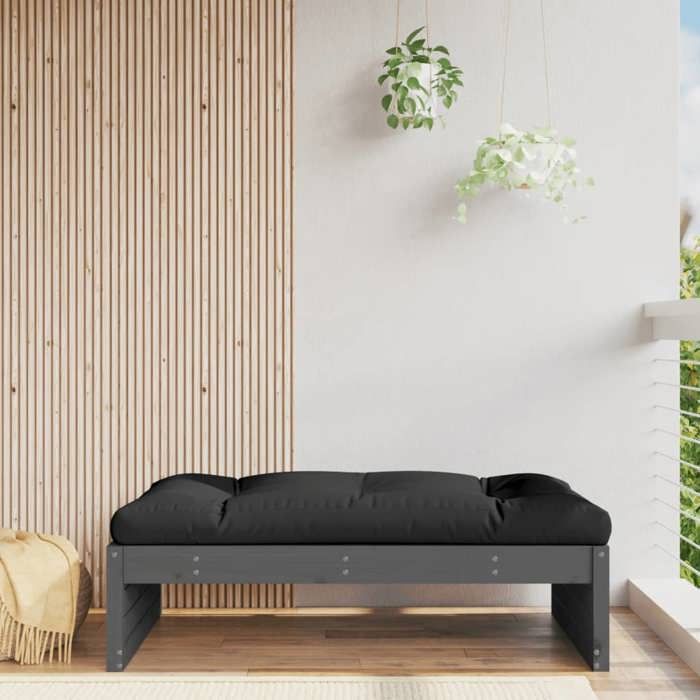VidaXL Garden Footrest 120x80 Cm Grey Solid Pine Wood, Stool, Ottoman Footrest, Garden Stool, Pouf, 825767