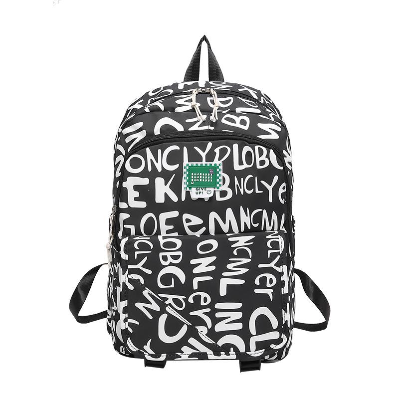 

Новая вместительная универсальная студенческая сумка, свежий, милый и легкий модный рюкзак, корейская версия школьного рюкзака с принтом в виде алфавита чёрный