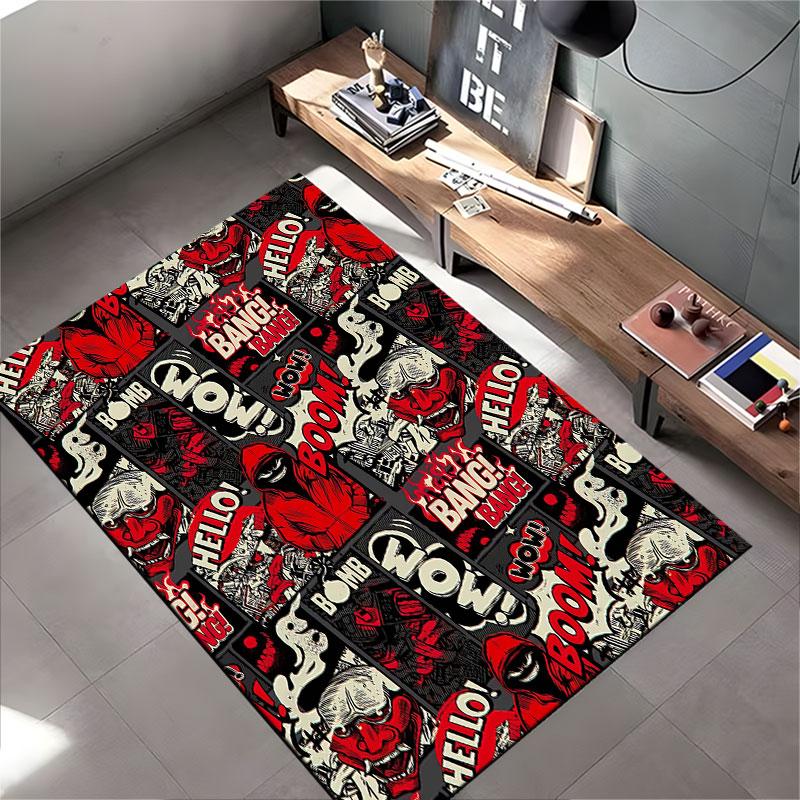 Graffiti Style Cartoon Carpet Suitable As a Non-slip Mat for the Living Room or Bedroom Sofa