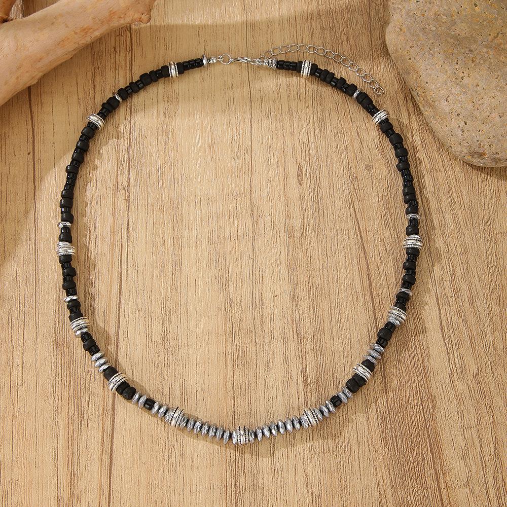Men's Handmade Turquoise Punk Necklace with European-American Stone Design