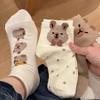 5 Pairs Cute Capybara Women'S Knee-Length Socks, Cartoon Knit Fabric, Summer Thin Low Cut Japanese Style Socks,