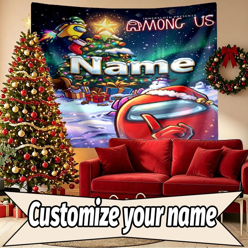 Custom Name Personalized Among Us Print Tapestry, Wall Art Decor, Bedroom, Dorm, Apartment, LivingRoom, Party Backdrop, Gift for Birthday