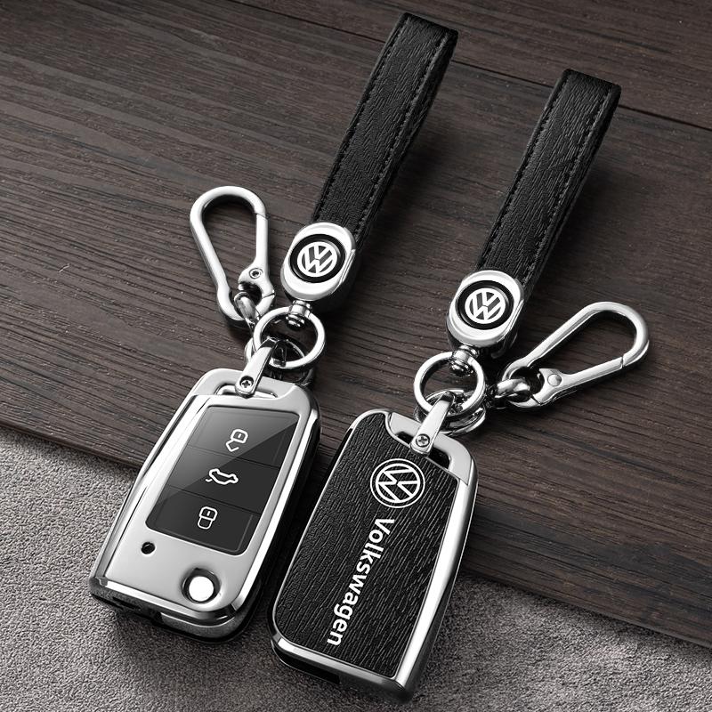 Für VOLKSWAGEN Zinklegierung+Leder Auto Fernbedienung Schlüsselhülle Abdeckung Schutzschale Für VW Volkswagen Polo Golf 7 MK7 Tiguan MK2 Accesso