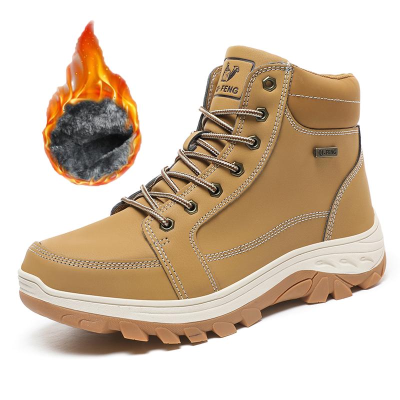 Men's Plus Size Fashionable High Top Outdoor Leisure Hiking Shoes Hiking Shoes with Plush Insulation Cotton Shoes Snow Boots