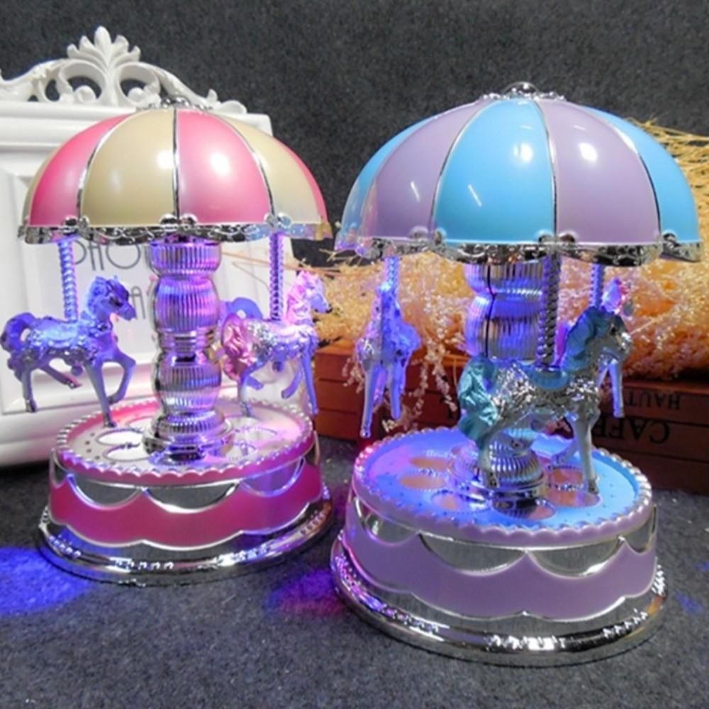 Cartoon Carousel Ornaments Exquisite Horse Music Box Fantasy Carousel Music Box  Birthday Gifts