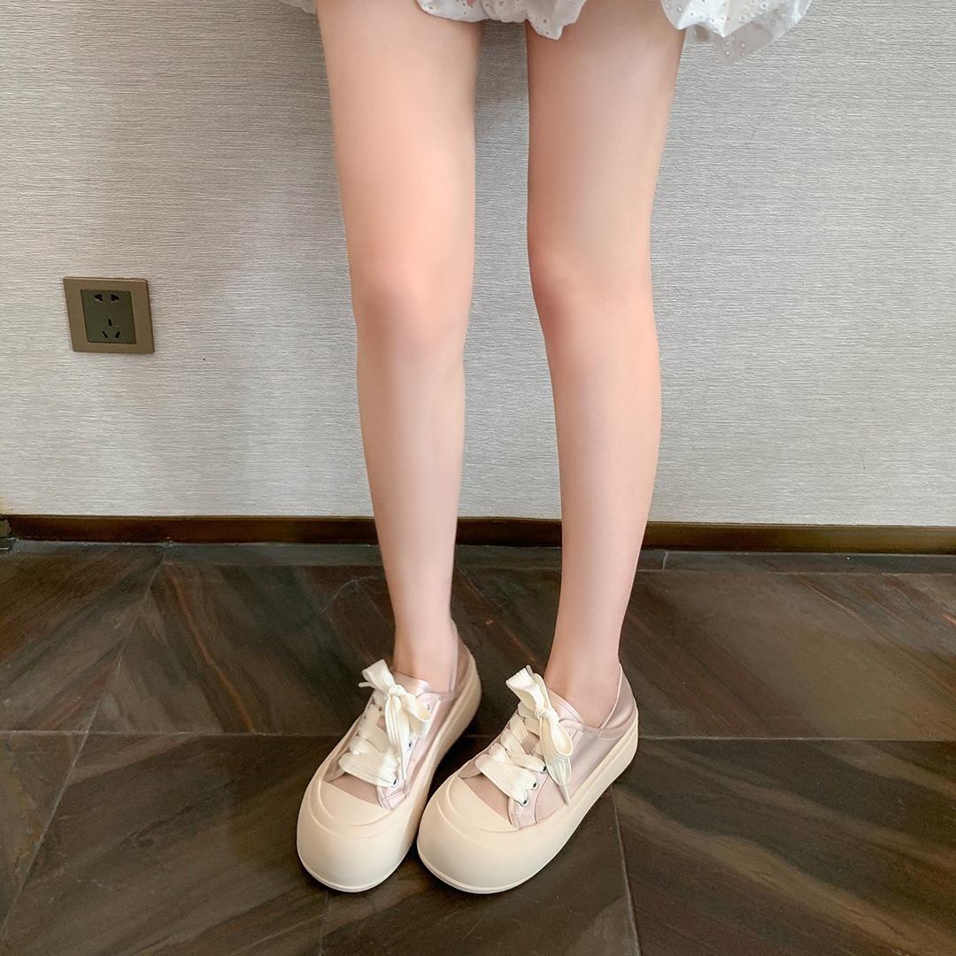 

[+ LY Galoa] Sakura Street~ Корейские туфли с круглым носком из шелкового атласа на толстой подошве, повседневные туфли на шнуровке для женщин 35 мятный зеленый