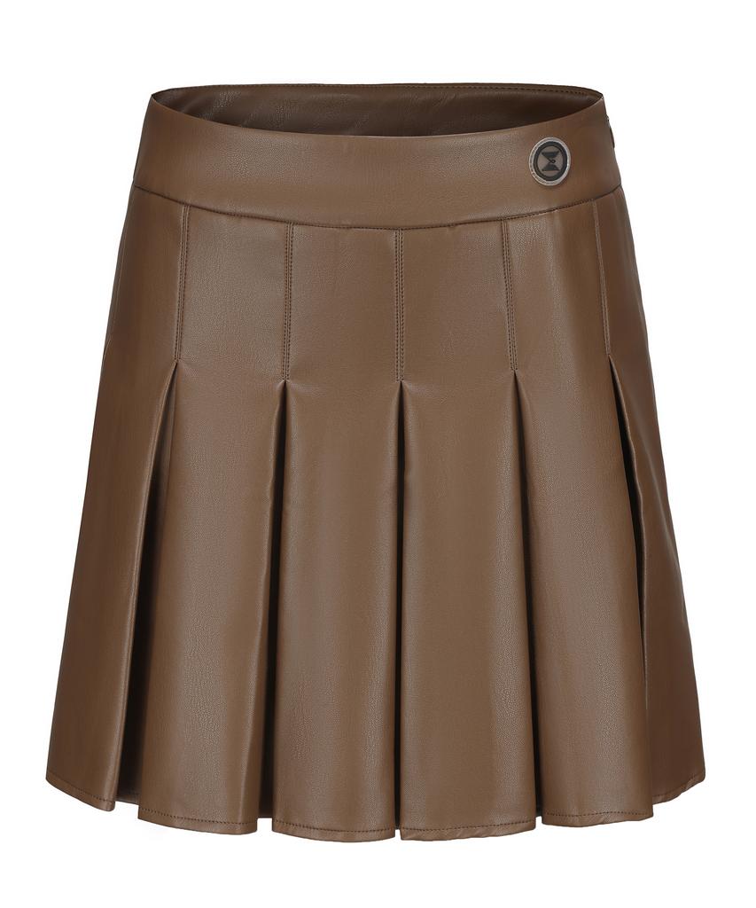E.PARCA Castano Leather Pleated Skirt