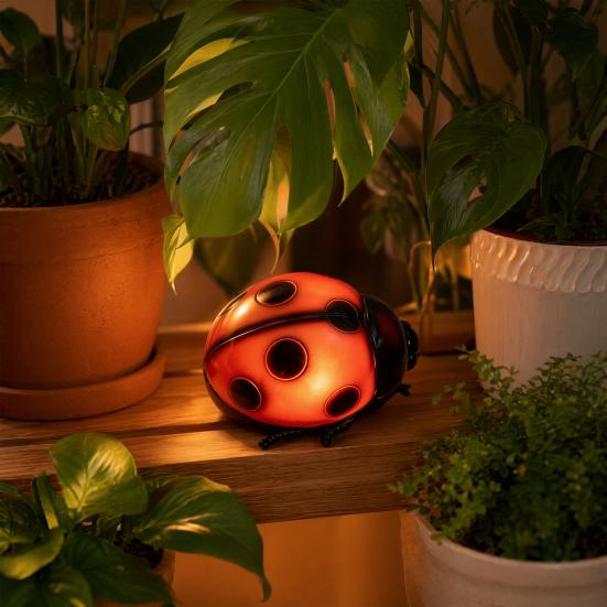 Glowing Ladybug Night Light, Resin Bedside Lamp for Kids, Cute Insect Shaped Table Decor for Bedroom, Funny Small Lamp Gift