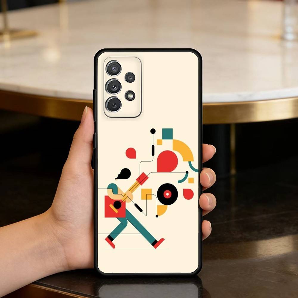 G-Geometric B-Bauhaus art Soft Silicone Black Cover Phone Case For Samsung Galaxy A73,A72,A71,A70,A53,A52,A51