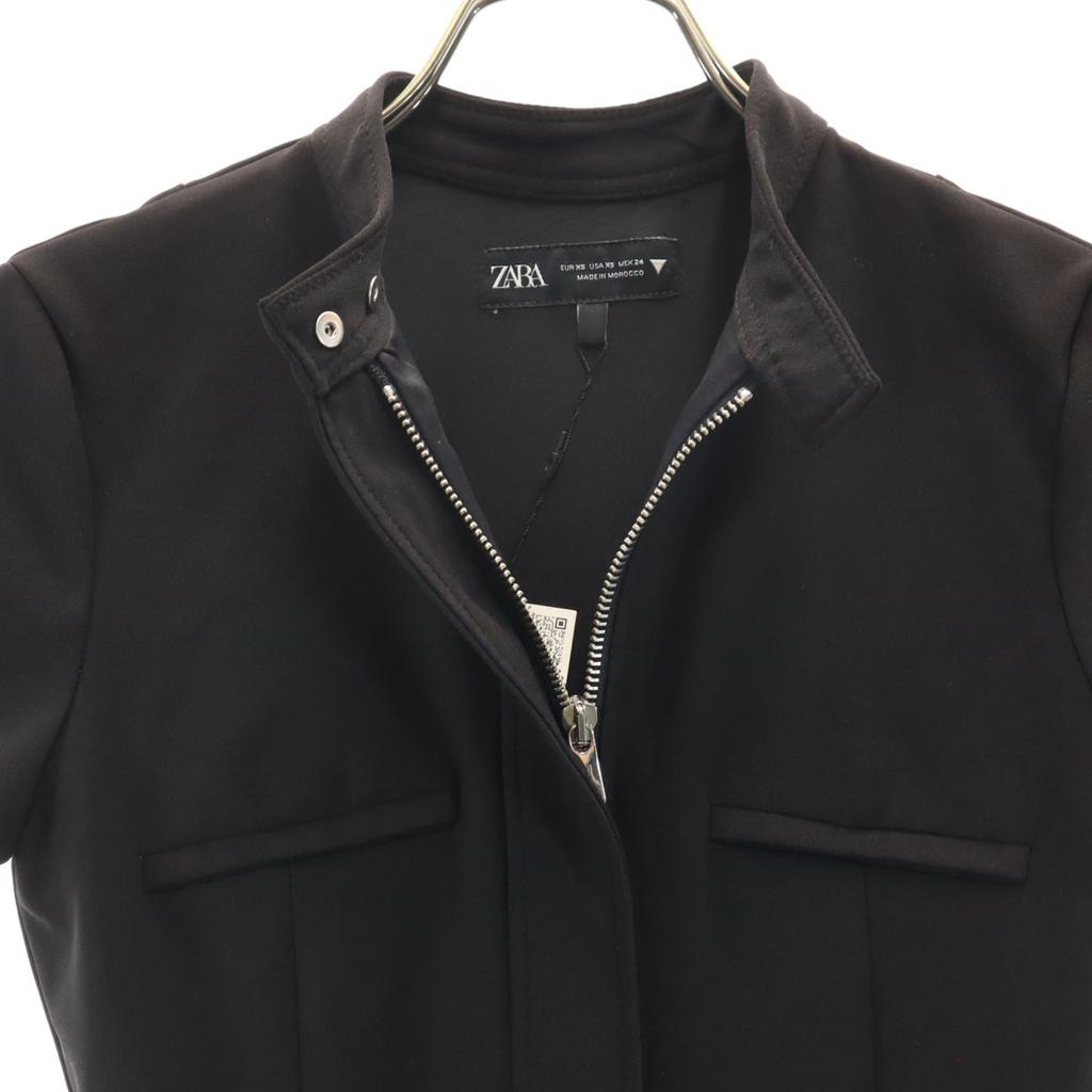 Unused ZARA French Sleeve Front Zip Mini Dress XS Black Women Used