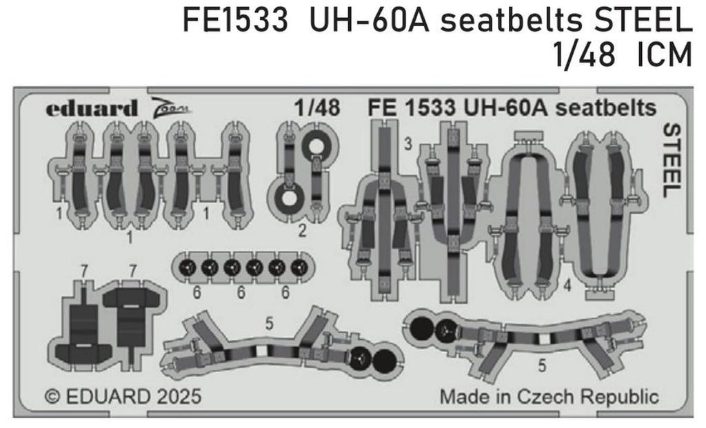 Eduard Seatbelt Stainless Steel Plastic Model Parts EDUFE1533 1/48 UH-60A (for ICM) (Airplane)