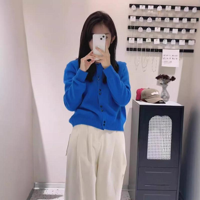 Winter new casual versatile crew neck single-breasted loose knitted cardigan sweater women