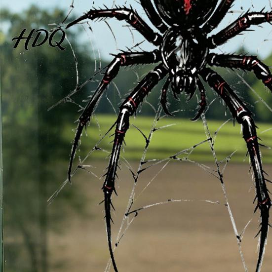 Glass Door Static Clings Halloween Spider Window Clings PVC Waterproof Web Decals Black Wall Decor Removable Spooky Stickers for Indoor Outdoor