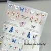 3D Gradient Blue Butterfly & Peach Blossom Nail Stickers